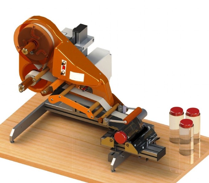 Etichettatrice semi-automatica per flaconi, bottiglie prodotti cilindrici, serie X-STICKER